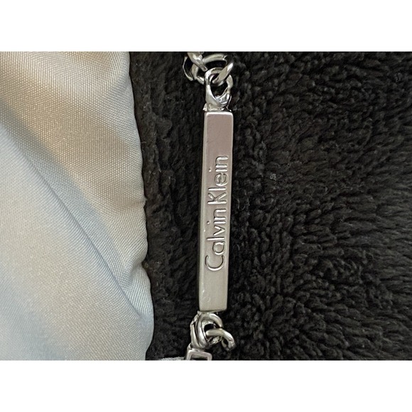 Calvin Klein Jacket Woman Medium White Hooded Goose Down Puffer Full Zip Coat - Picture 10 of 15